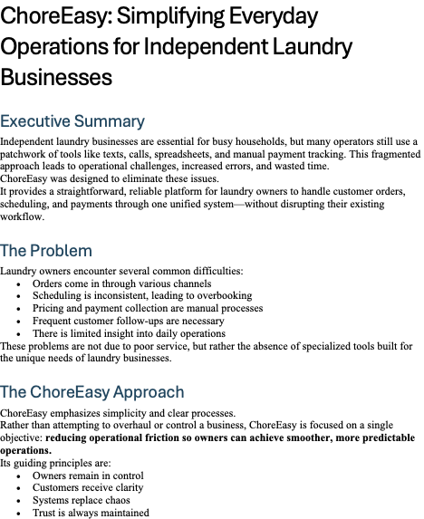ChoreEasy Whitepaper Preview